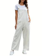 Dual Pockets Overall Jumpsuit Casual Straight Leg Overall Jumpsuit