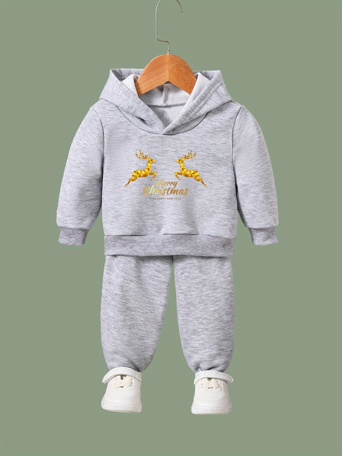 Girls 2pc Cartoon Hooded Sweatshirt & Solid Sweatpants Set