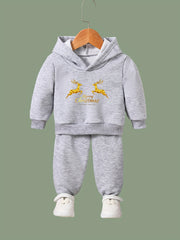 Girls 2pc Cartoon Hooded Sweatshirt & Solid Sweatpants Set