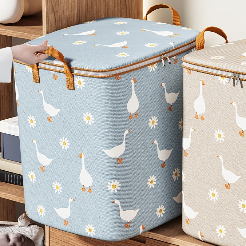 Daisy & Goose Pattern Storage Box Lightweight Zipper Organizer
