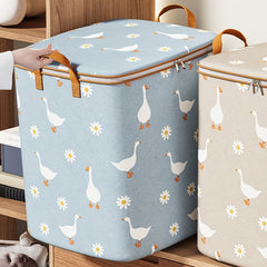 Daisy & Goose Pattern Storage Box Lightweight Zipper Organizer