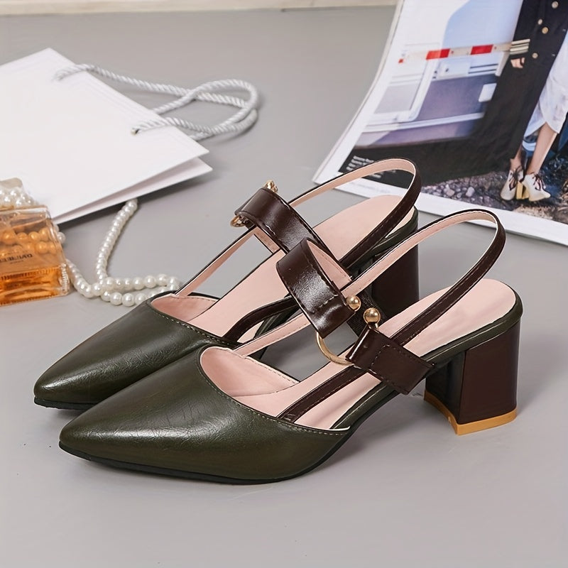 Women's Pointed Toe Block High Heel Sandals