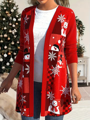 Christmas Casual Cardigan Women's Plus Graphic Print