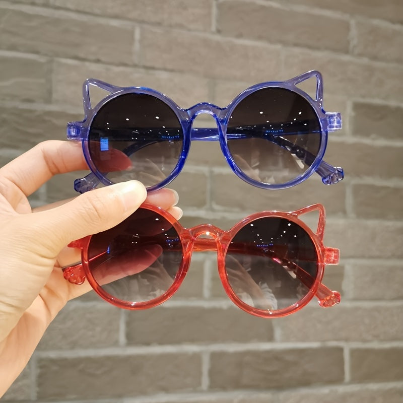 Cat Ear Sunglasses UV Protection Round Frame for Girls
