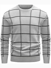 Men's Casual Plaid Sweater Loose Fit Comfy Pullover