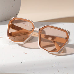 Geometric Frame Sunglasses UV400 Block Rivet Glasses
