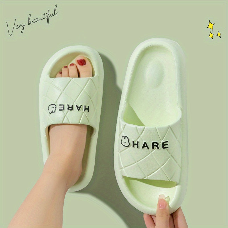 Letter Pattern Slippers Casual Solid Open Toe Soft Sole Shoes