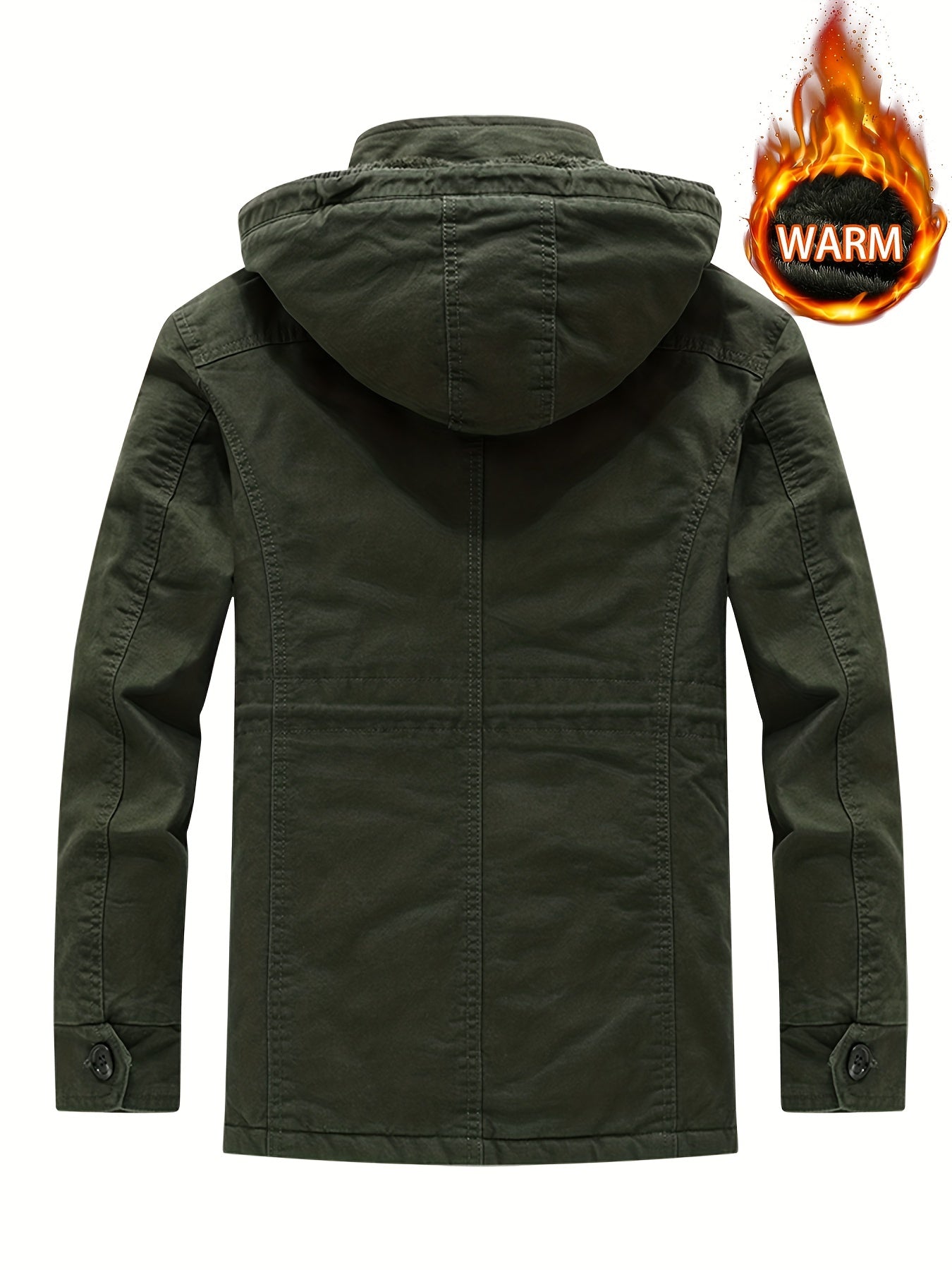 Men's Hooded Windproof Jacket Plush Warm Windbreaker For Autumn/Winter