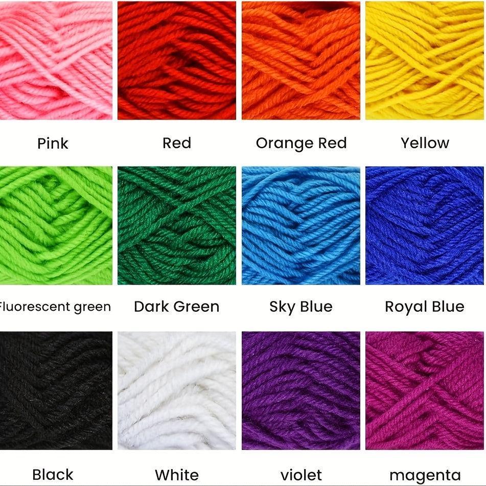 24pcs Crochet Yarn Set - Acrylic and Cotton - 10g - 12 Stitches - 2 Hooks
