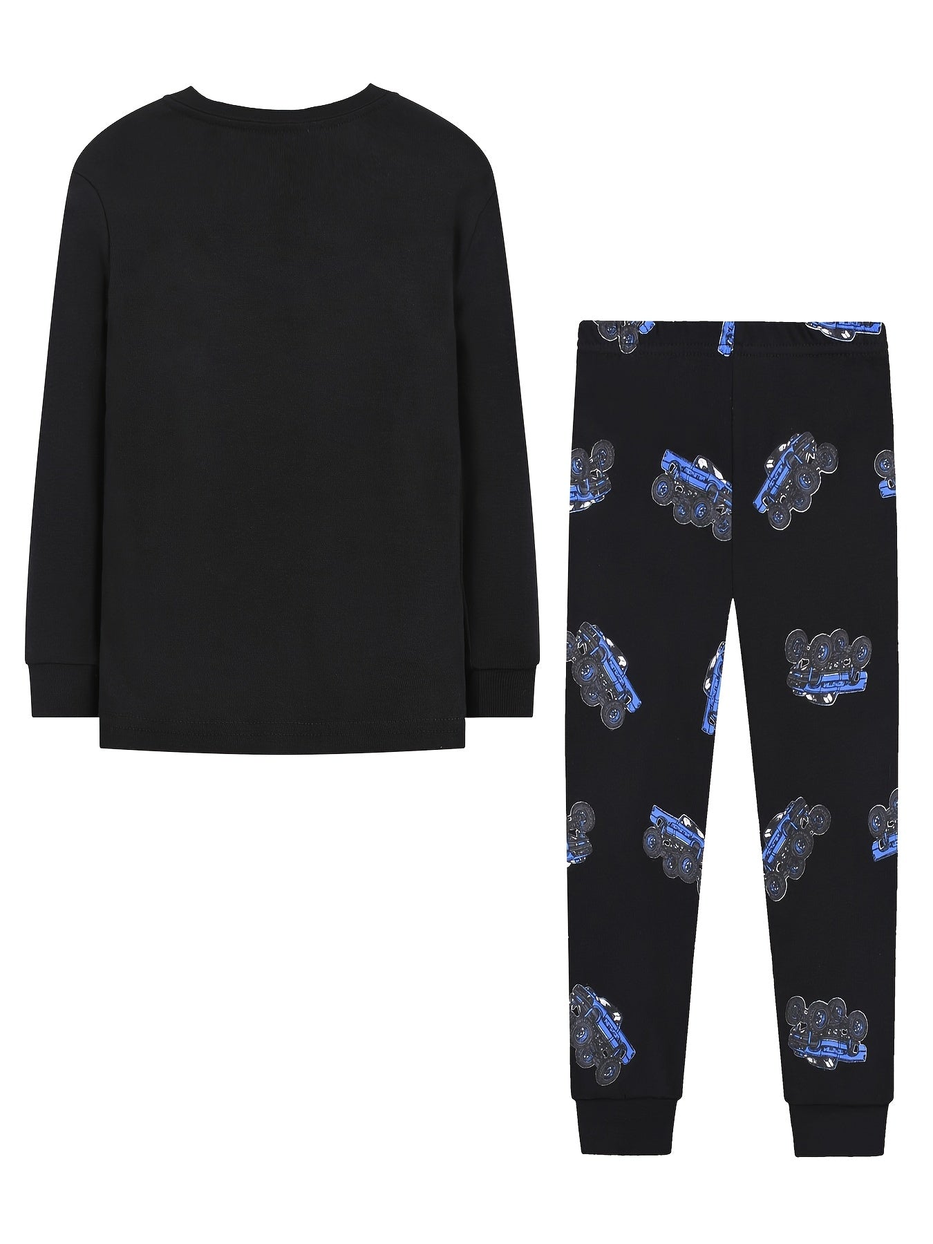 Kid's MONSTER TRUCK Print Pajama Set Long Sleeve Top & Pants