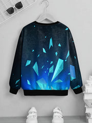 3D Pyramid Print Kid's Sweatshirt Gradient Casual Pullover Boy's Long Sleeve