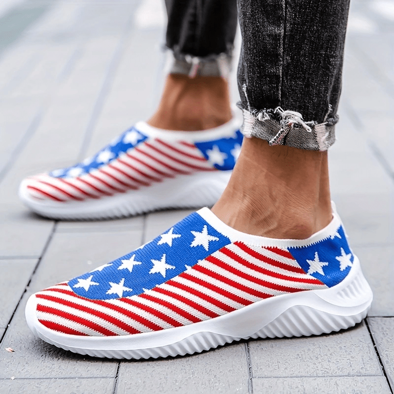 Women's Flag Pattern Flatform Slip-On Loafers
