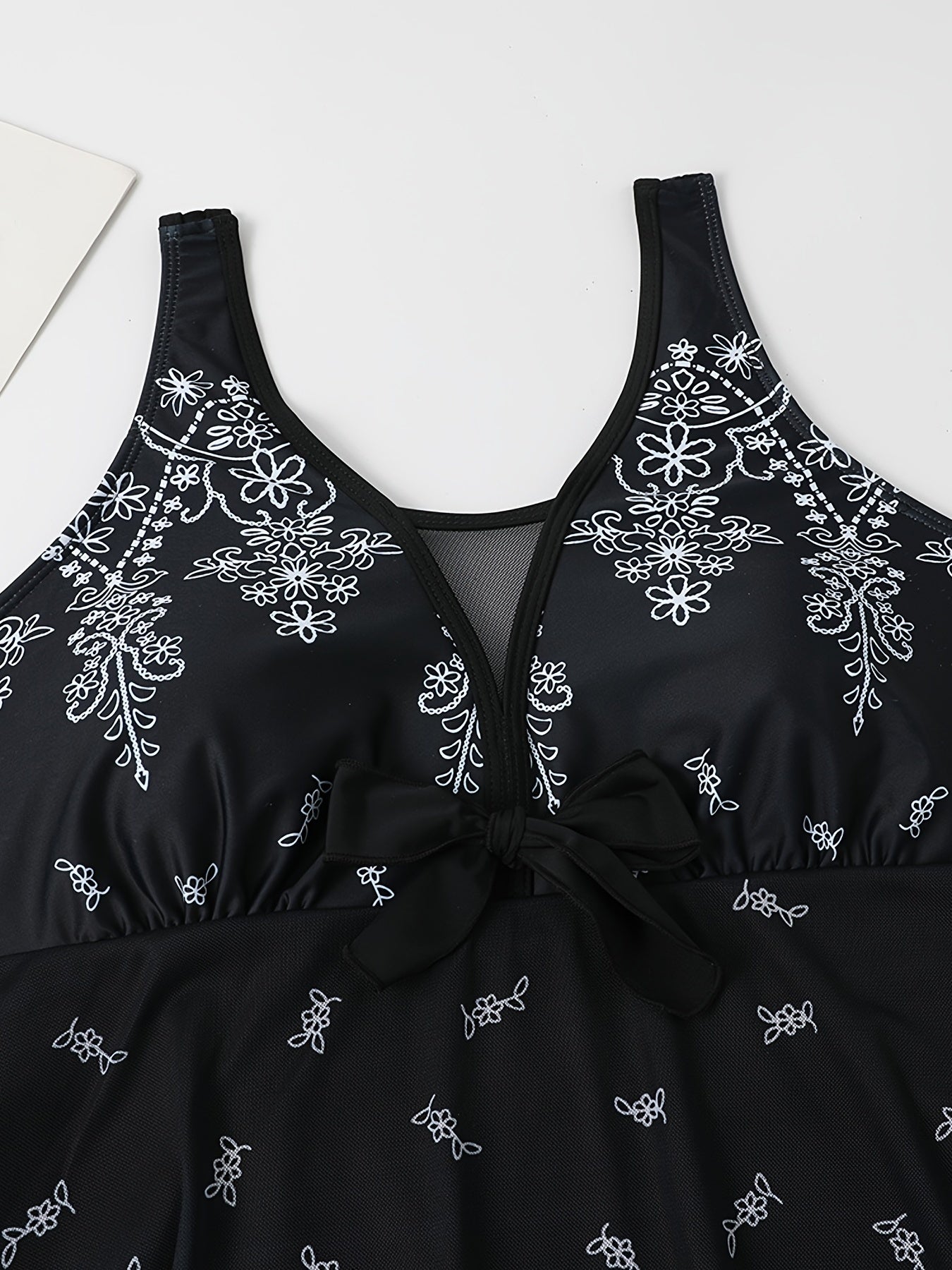 Floral Print V Neck One Piece Swimsuit