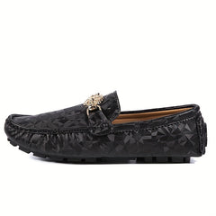 Men's Metallic Decor Leather Loafer Shoes