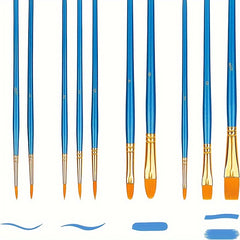 10pcs Basic Paint Brushes Set Acrylic Watercolor PBT Brushes 10 Sizes