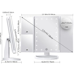 LED Makeup Mirror 1x2x3 Magnification Touch Control Dual Power Supply