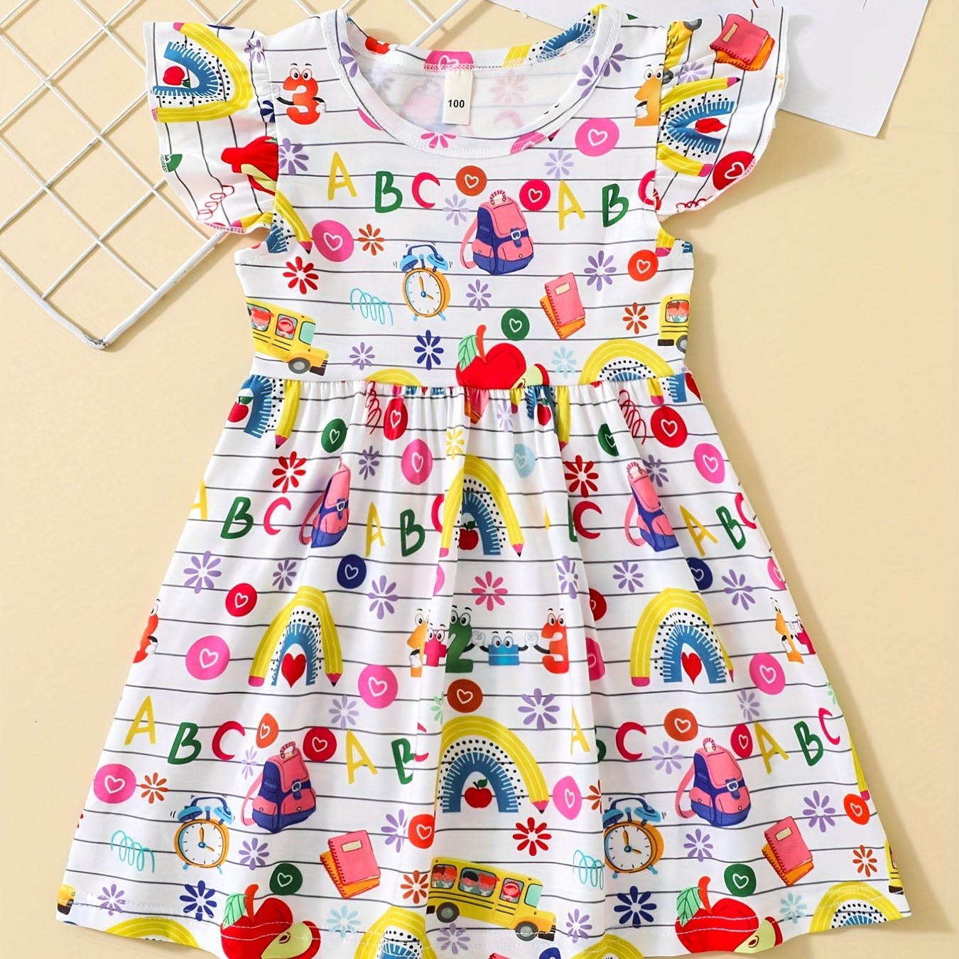 Girls School Print Casual Summer Dress