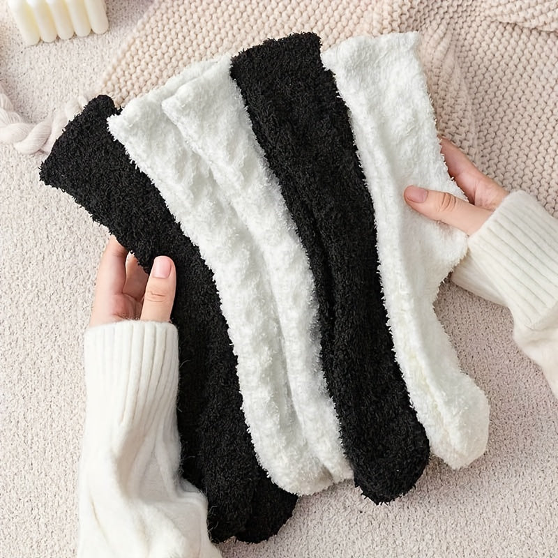 5 Pairs Fuzzy Socks Warm Mid Tube Women's Stockings & Hosiery