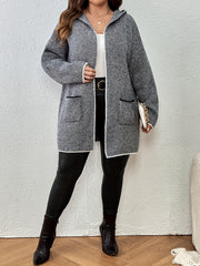 Colorblock Open Front Hooded Cardigan