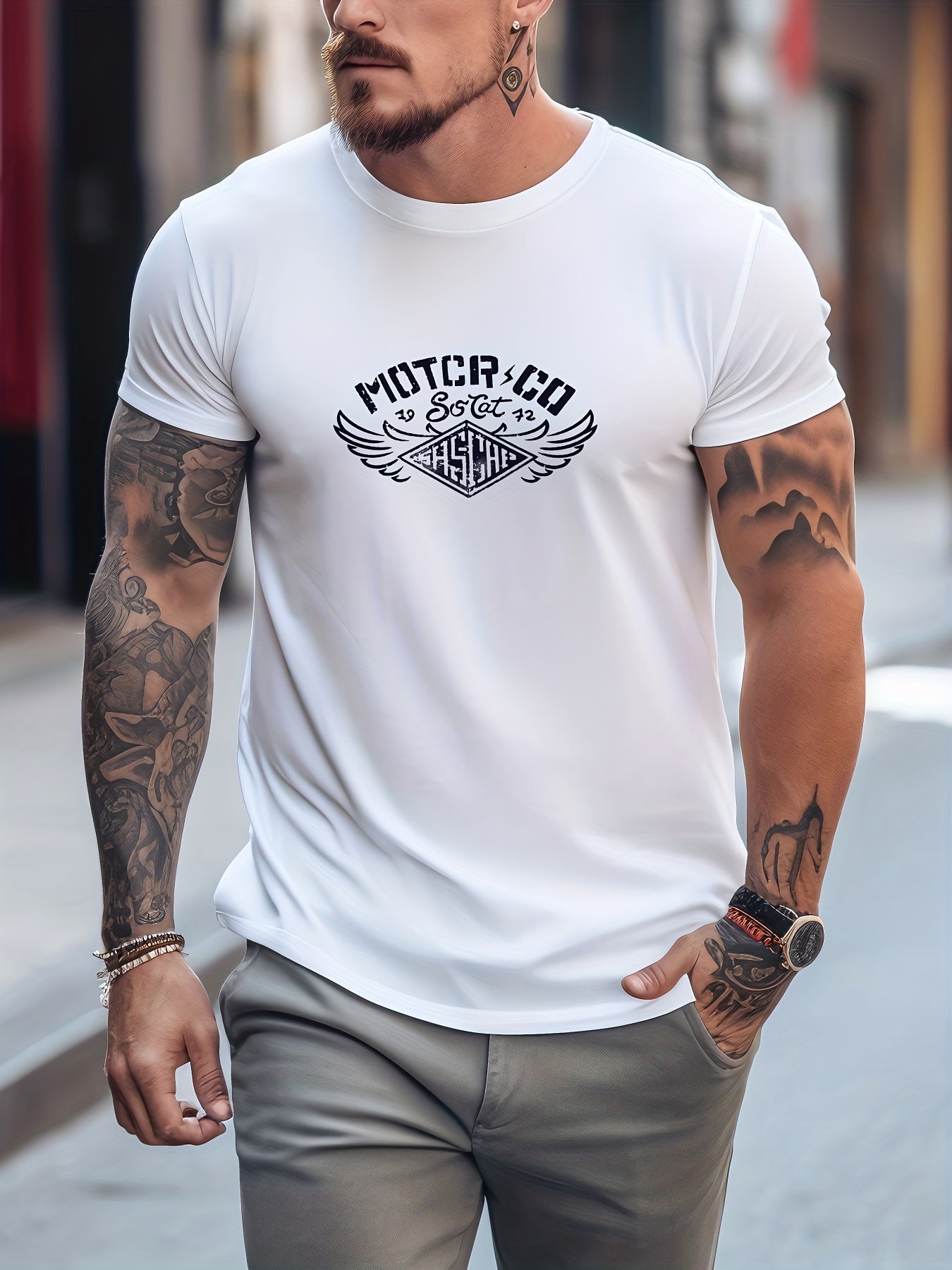 Men's Casual Street Style Round Neck Tee Shirt