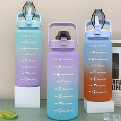 2000ml Water Bottle with Time Marker and Straw