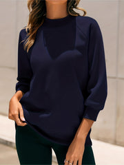 Solid Raglan Neck Pullover Sweatshirt for Women