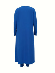 Solid Ribbed Cardigan, Top & Pants 3-Piece Set