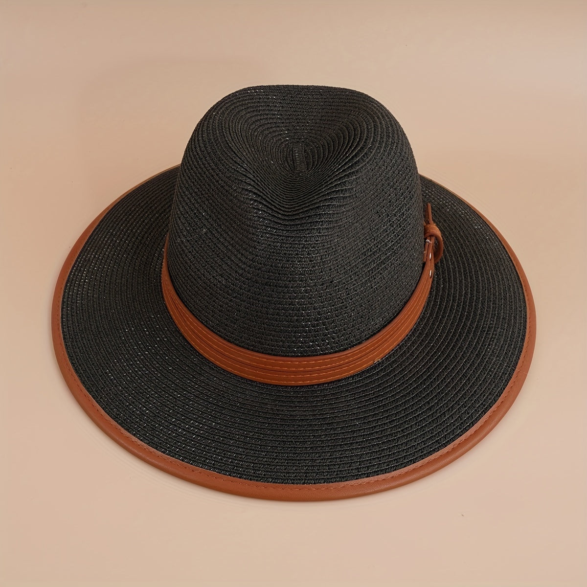 Straw Fedora Cap Plain Casual Jazz Hat Unisex Sunscreen Cowboy Hat