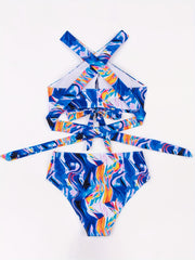 Tie Dye Cross Halter Bikini Set