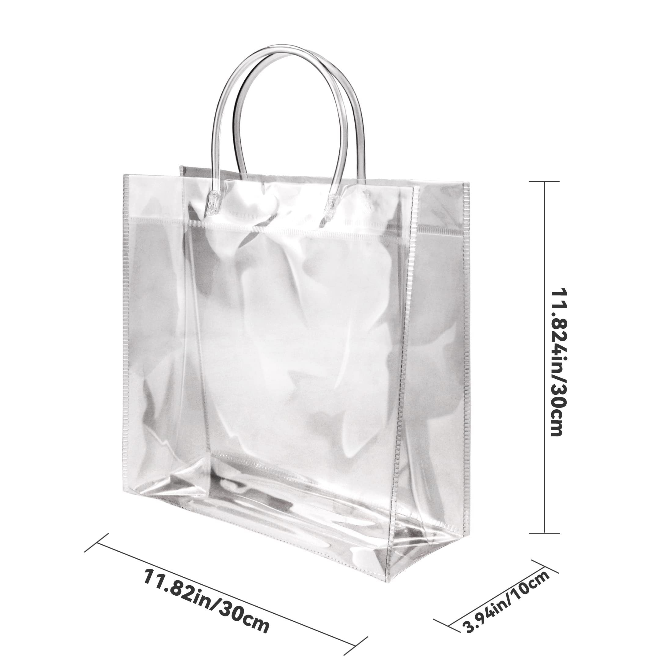 16pcs Clear Plastic Gift Bags Reusable Tote Bag
