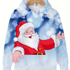Santa Claus Graphic Hooded Sweatshirt for Kids