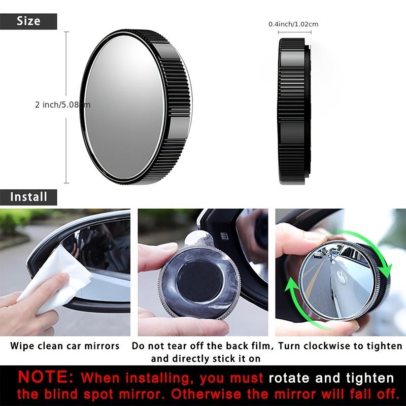 2Pcs Blind Spot Car Mirrors 2 Inch HD Glass Convex 360 Wide Angle Mirror