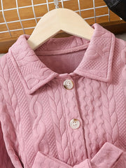 Girls' Button Down Collar Tunic Dress Casual Dresses For Vacation