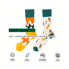 Asymmetrical Pattern Funny Socks Novelty Crew Socks For Men Women