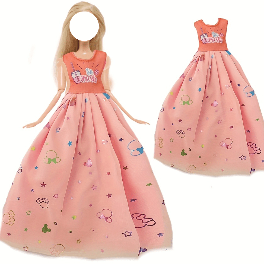 Red Lace Top Princess Mini Gown Dress for 11.8 Inch Doll - Kid Toy Gift