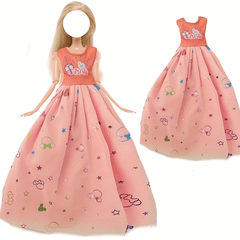 Red Lace Top Princess Mini Gown Dress for 11.8 Inch Doll - Kid Toy Gift