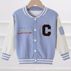 Boys Knit Baseball Collar Varsity Jacket