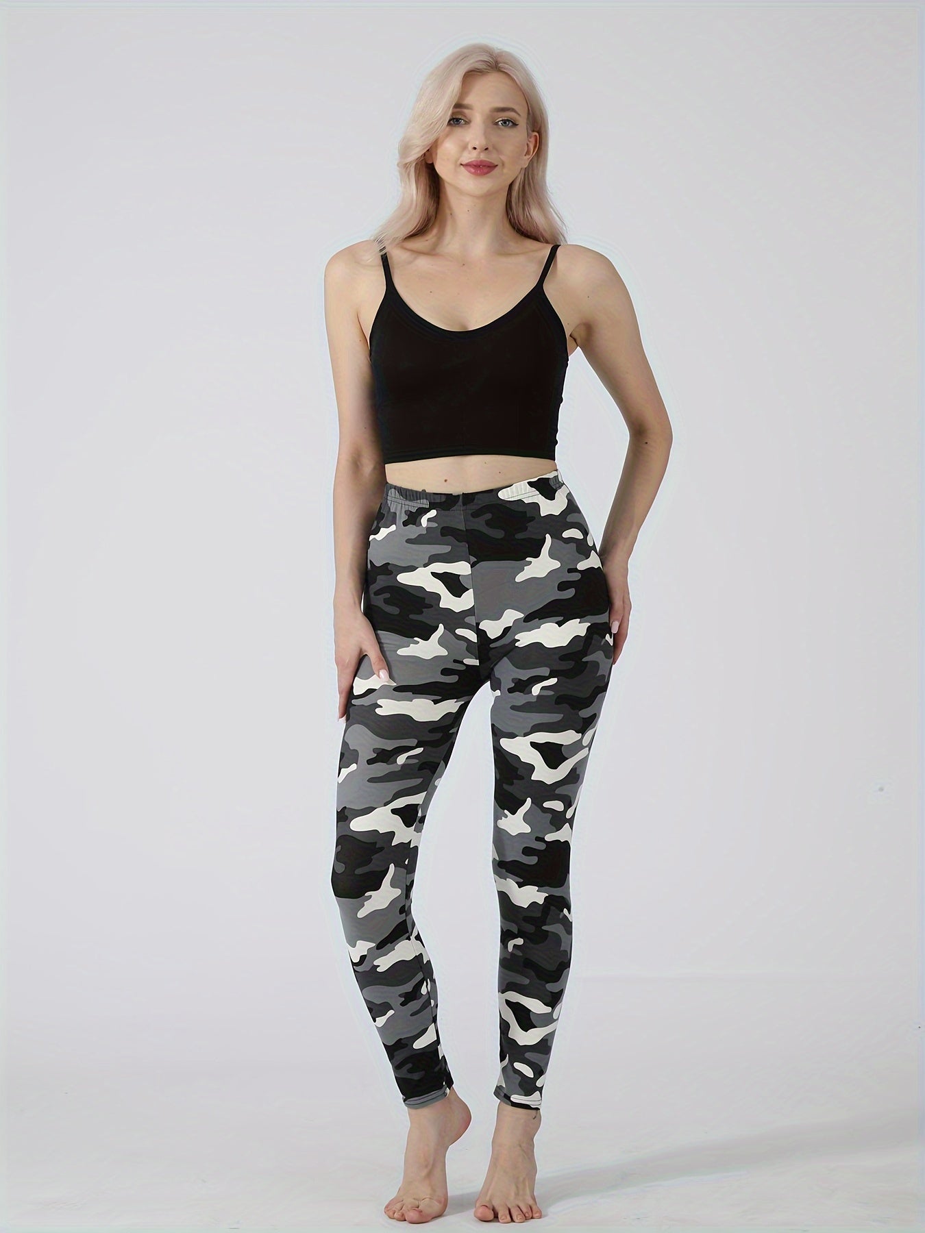 Camo Print Lounge Pants Elastic Waistband Womens Loungewear