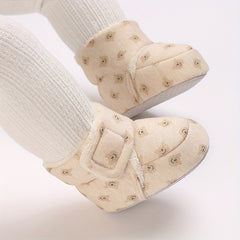 Baby Boys Cartoon Fleece Boots, Soft & Warm Indoor Walking Shoes