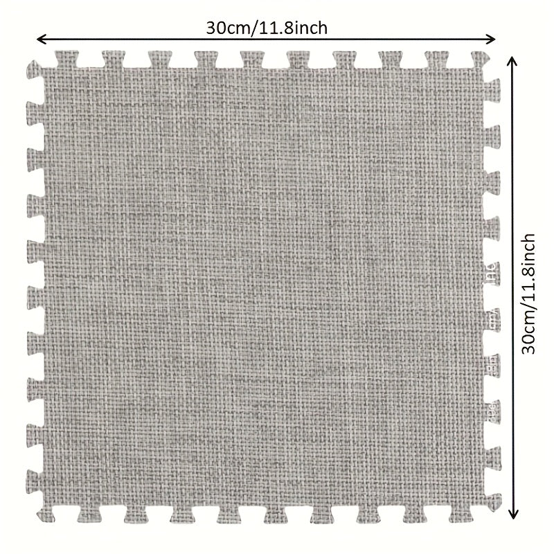 10pcs Linen Puzzle Floor Mat Bay Window Seat Mat Interlocking Carpet Cushion