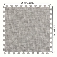 10pcs Linen Puzzle Floor Mat Bay Window Seat Mat Interlocking Carpet Cushion