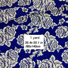 Thick Jacquard Brocade Rose Fabric Dress Metallic Golden Yarns Width 55in