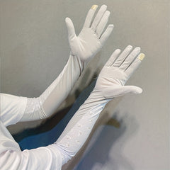 Floral Print Long Gloves UV Protection Cycling Gloves Women