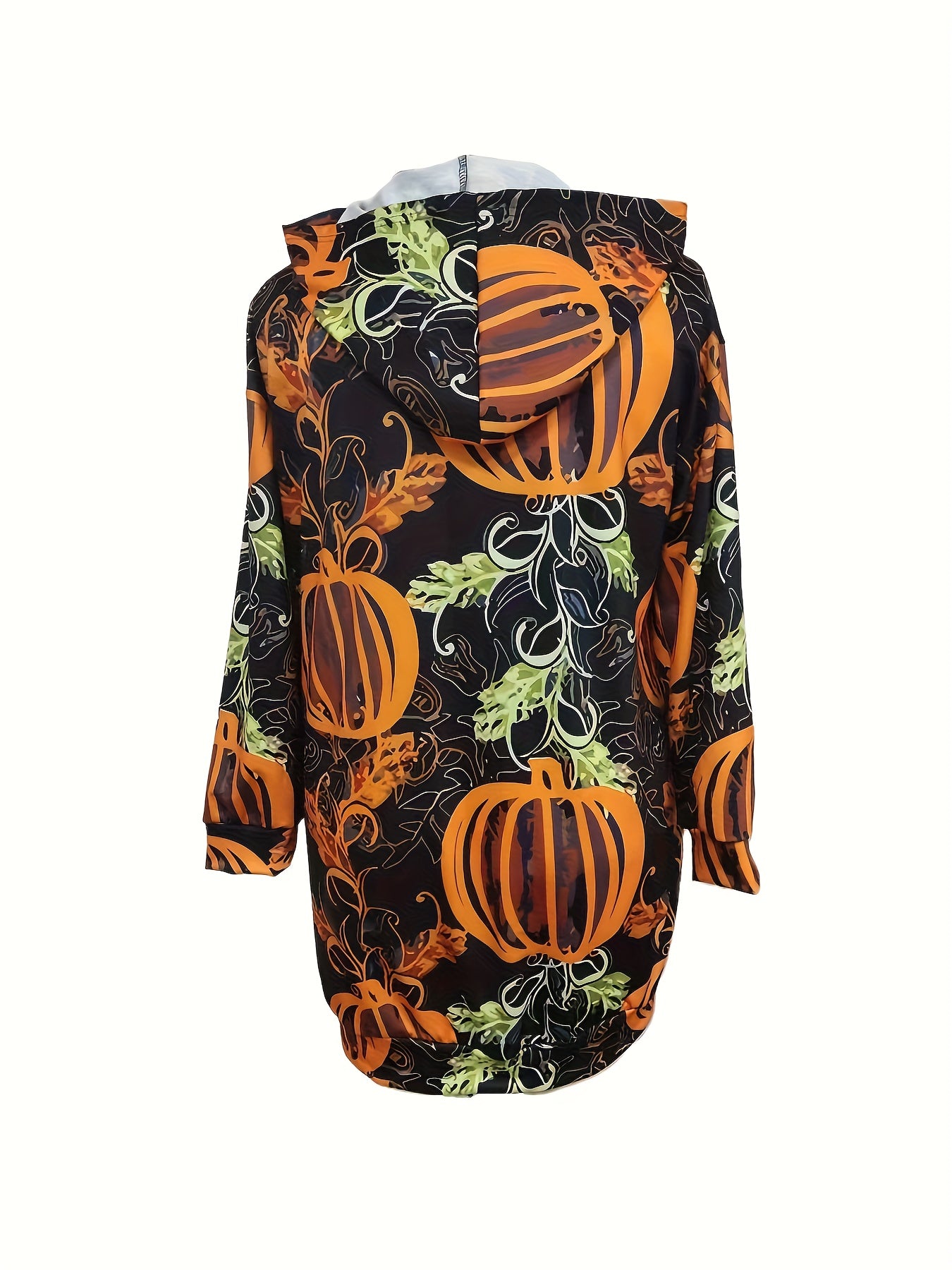 Floral & Pumpkin Plus Size Halloween Hoodie