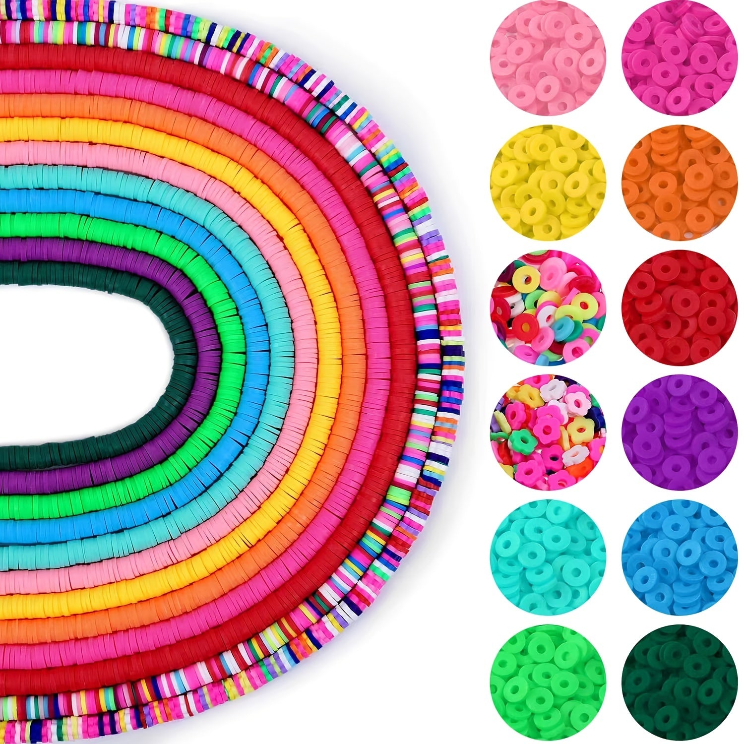 3600pcs 10 Strands Clay Beads For Jewelry Making 6mm