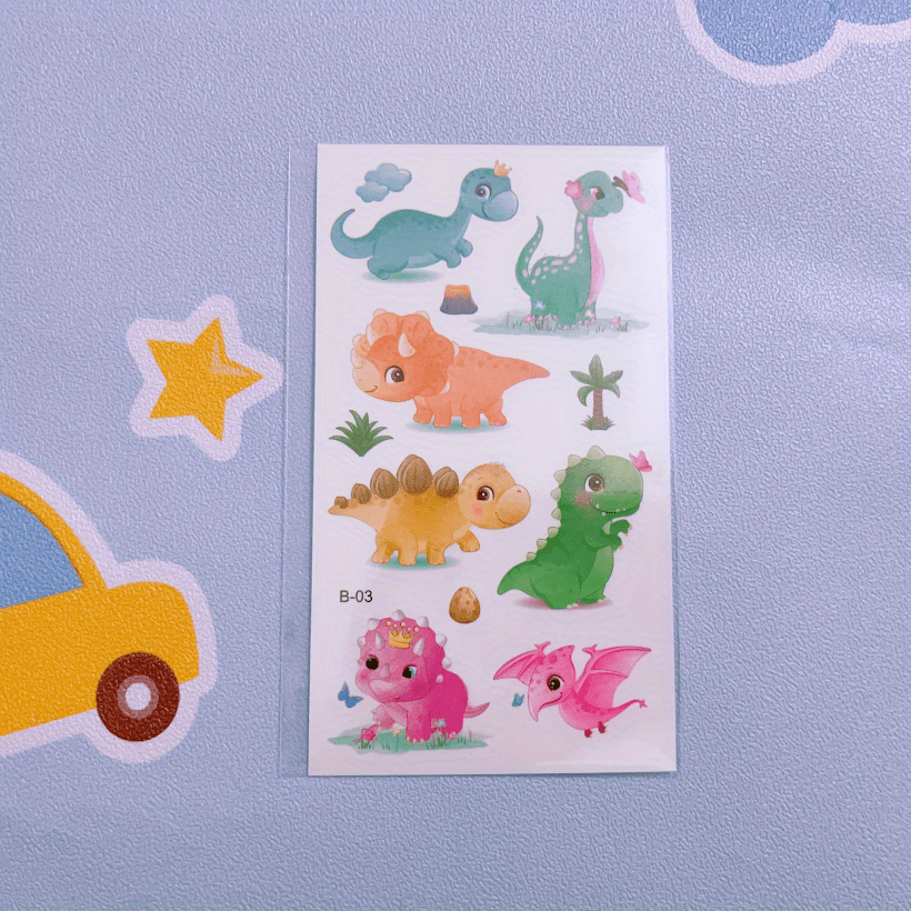 Dinosaur Temporary Tattoo Sticker Pack - Fun Design for Kids