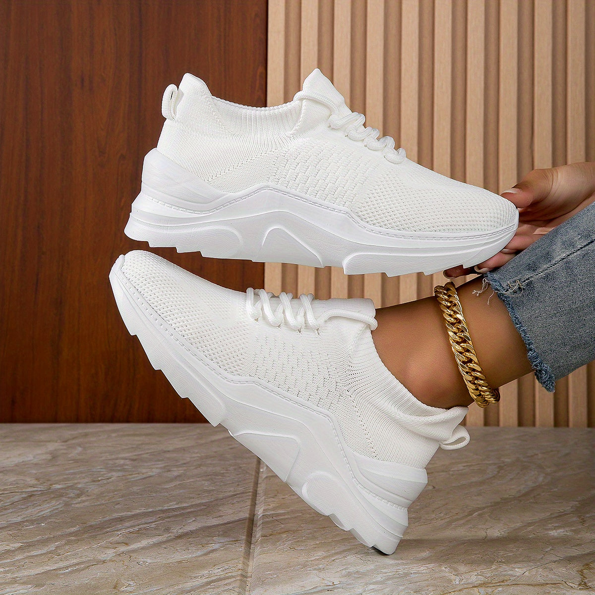 Women's Breathable Platform Sneakers Casual Lace Up Shoes