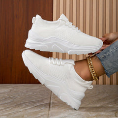 Women's Breathable Platform Sneakers Casual Lace Up Shoes