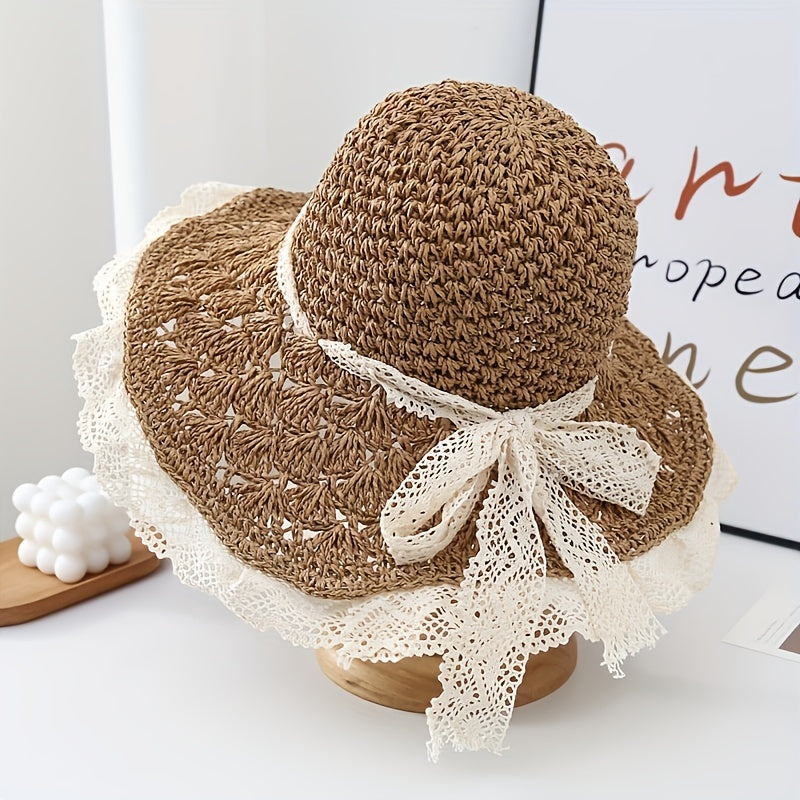 Wide Brim Lace Crochet Sun Hat Breathable Sunscreen Straw Hats