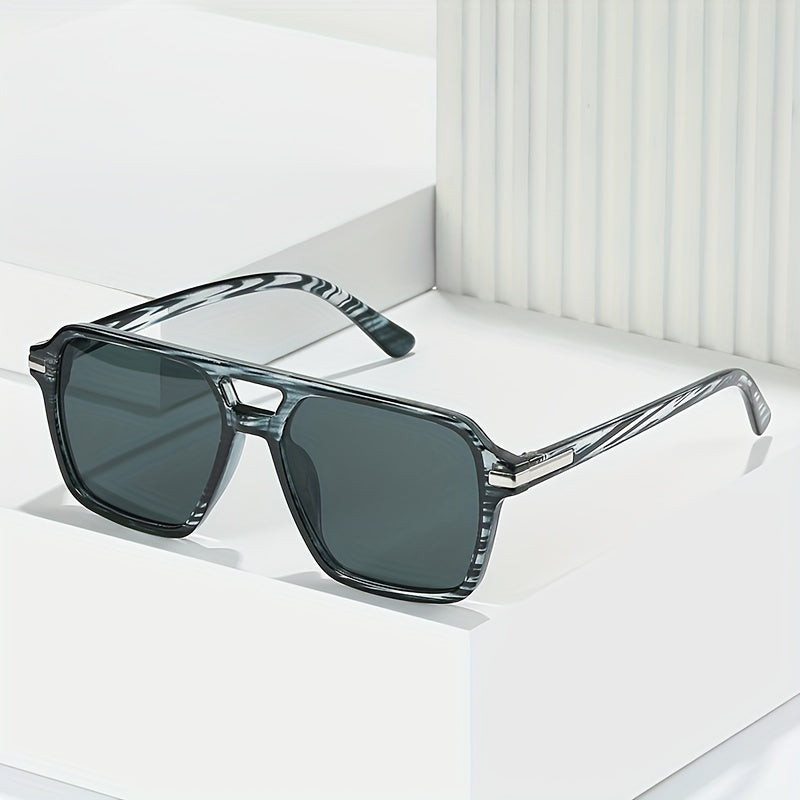 Men's Square Frame Double Beam Sunglasses